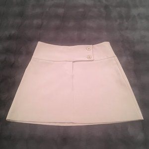 Tan Mini Skirt with Zipper and Button Accents (Size 3)